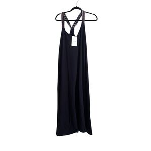 Saint + Sofia Navy Blue Chevron Sunset Crisscross Maxi Dress Size 12 NWT